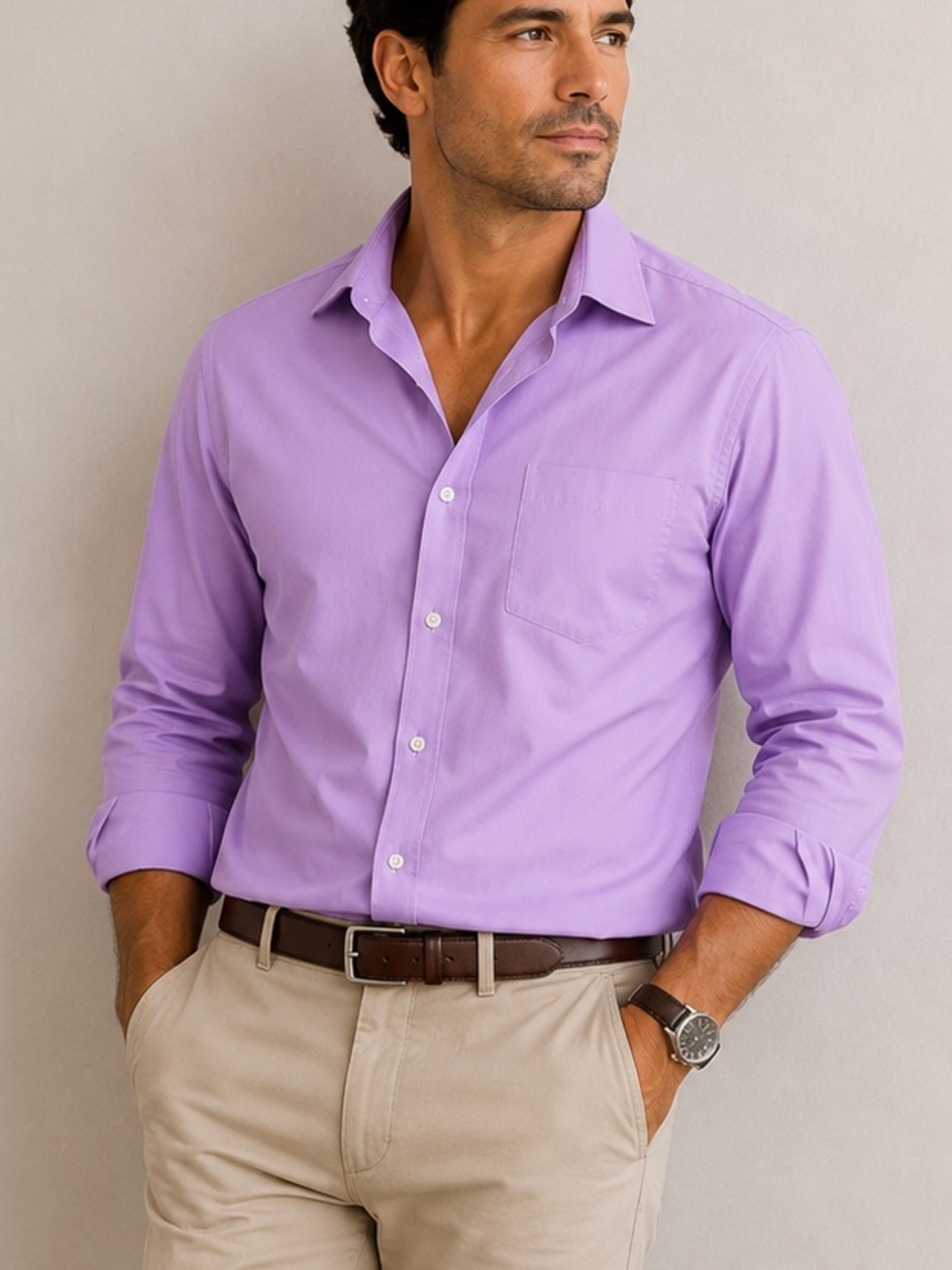 Stafford Men's Light Purple Dress Shirt